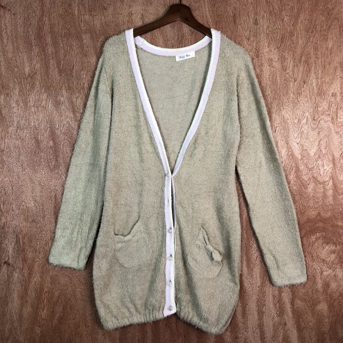 Japanese Brand Sleepy Bean japan mohair knitwear Brown Cardigan #c409 Size US L / EU 52-54 / 3 - 3 Thumbnail