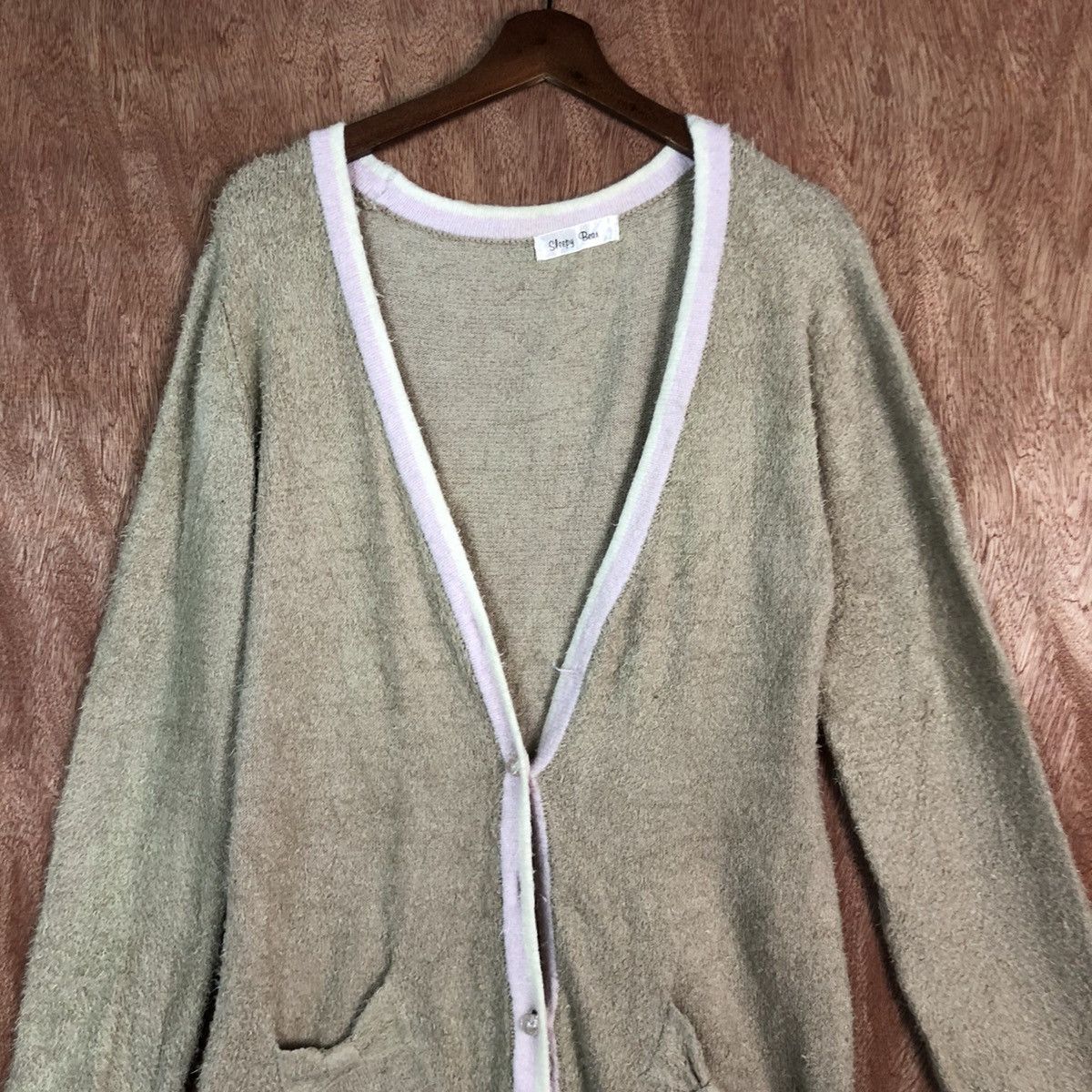 Japanese Brand Sleepy Bean japan mohair knitwear Brown Cardigan #c409 Size US L / EU 52-54 / 3 - 2 Thumbnail