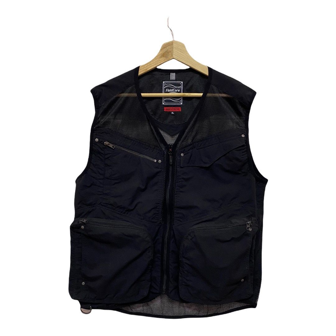 image of Archival Clothing x Tracey Vest japanese Field Core Hybrid Net Tactical Vest Jacket in Black (Size 