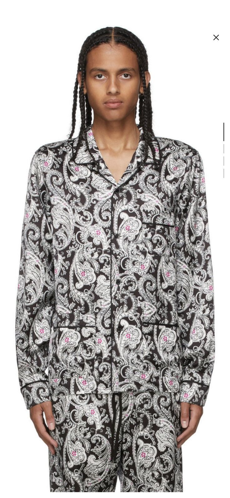 image of Amiri Paisley Black Pajama Shirt, Men's (Size XL)