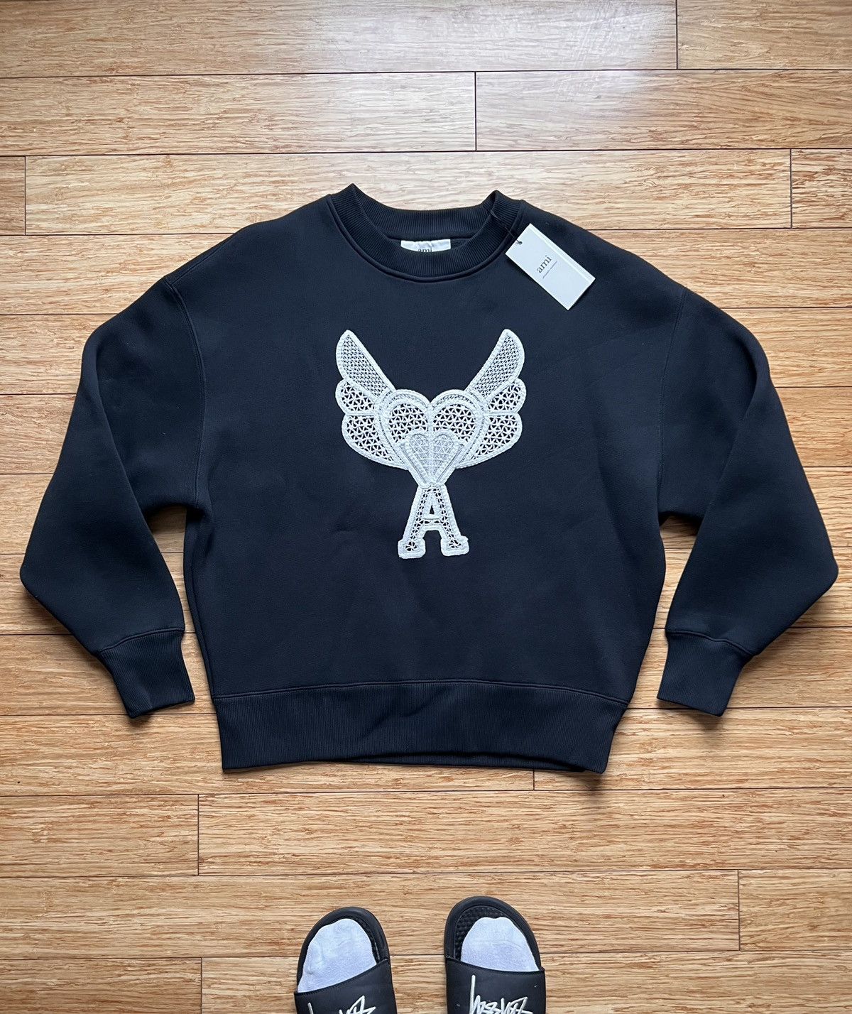 Black Ami de Cœur Sweatshirt Heart & Wings Crewneck