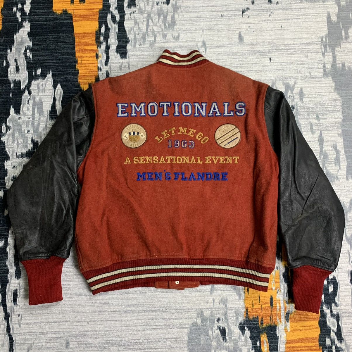 Japanese Brand × Vintage 🔥Nk181🔥Men's Flandre Leather varsity jackets Size US L / EU 52-54 / 3 - 1 Thumbnail