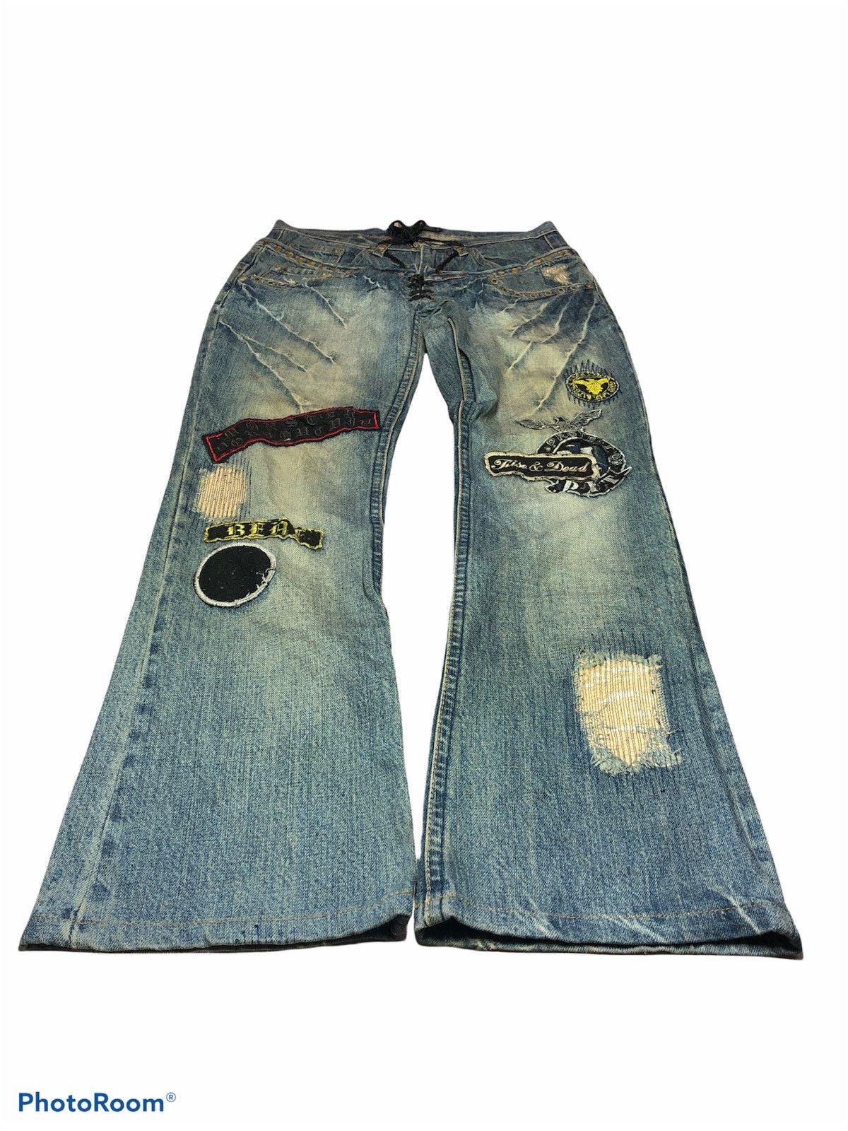 Japanese Brand PUNK STYLE STUDDED PATCHES DENIM Size US 29 - 2 Thumbnail