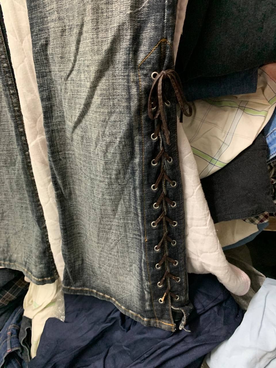 Japanese Brand Vintage Punk Bondage Laces Up Jeans Size US 34 / EU 50 - 4 Thumbnail