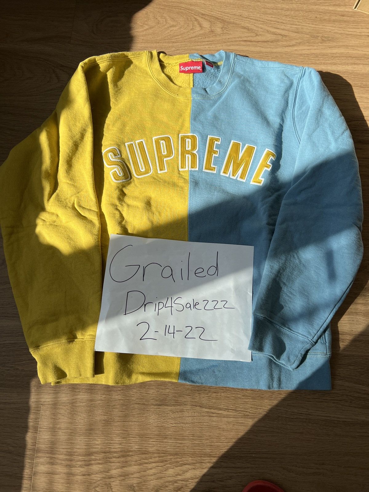 Supreme SUPREME SWEATSHIRT BLUE AND YELLOW | Grailed