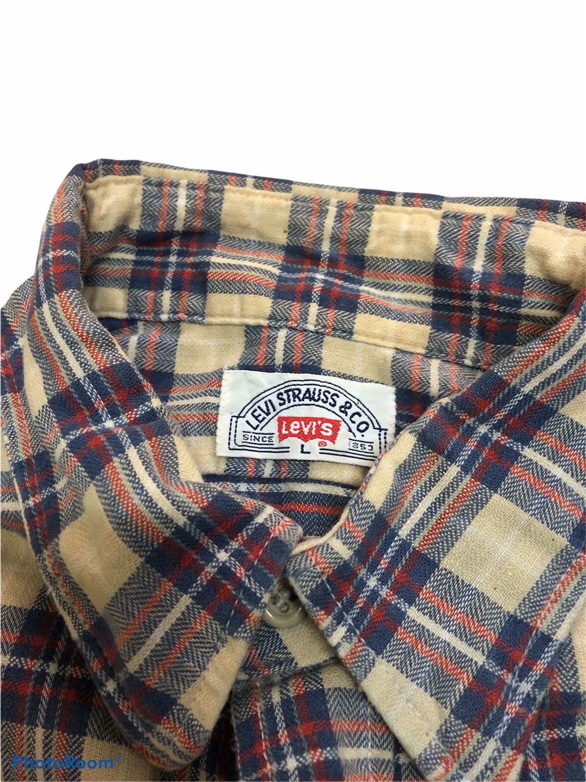 Flannel × Levi's × Vintage VTG 80s LEVIS WHITE TAB FLANNEL Size US L / EU 52-54 / 3 - 3 Thumbnail