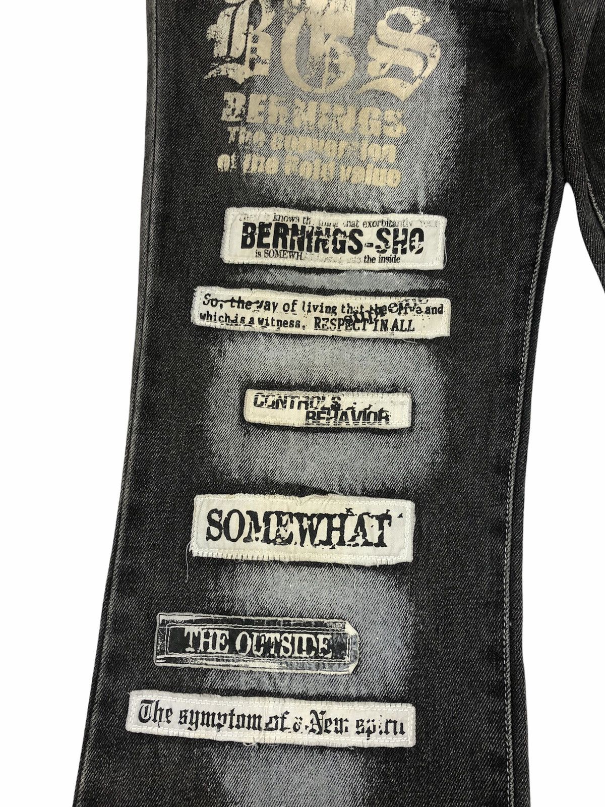 BERNINGS SHO Bernings Sho 🇯🇵 ‘Anarcho Poem” Patches Denim Size US 32 / EU 48 - 4 Thumbnail