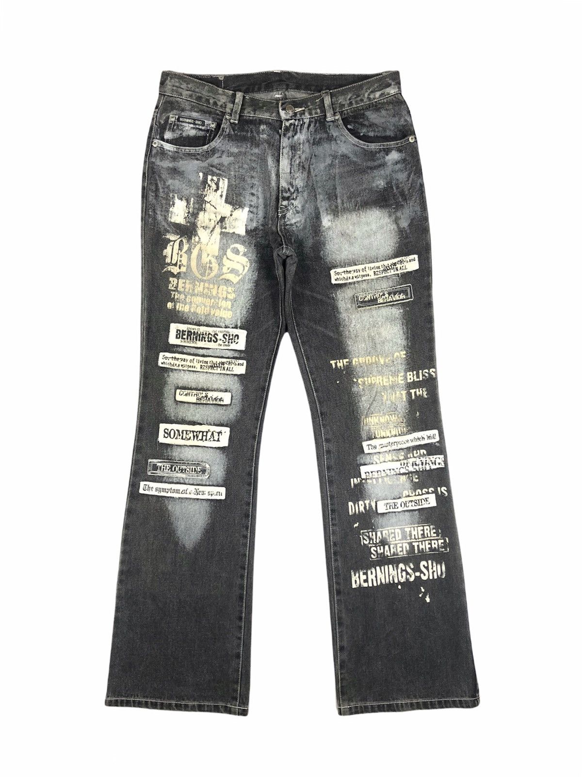 BERNINGS SHO Bernings Sho 🇯🇵 ‘Anarcho Poem” Patches Denim Size US 32 / EU 48 - 1 Thumbnail