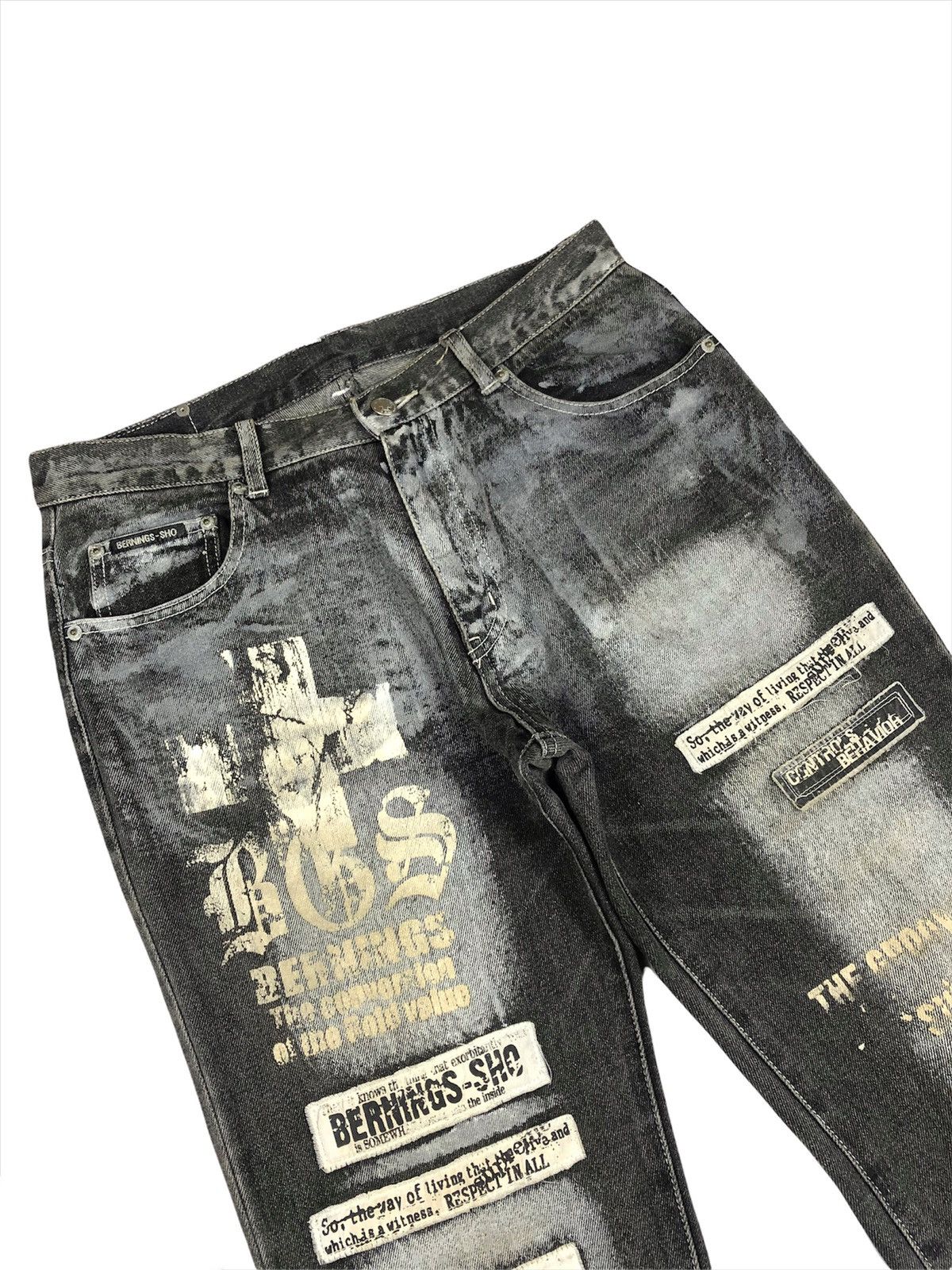 BERNINGS SHO Bernings Sho 🇯🇵 ‘Anarcho Poem” Patches Denim Size US 32 / EU 48 - 3 Thumbnail
