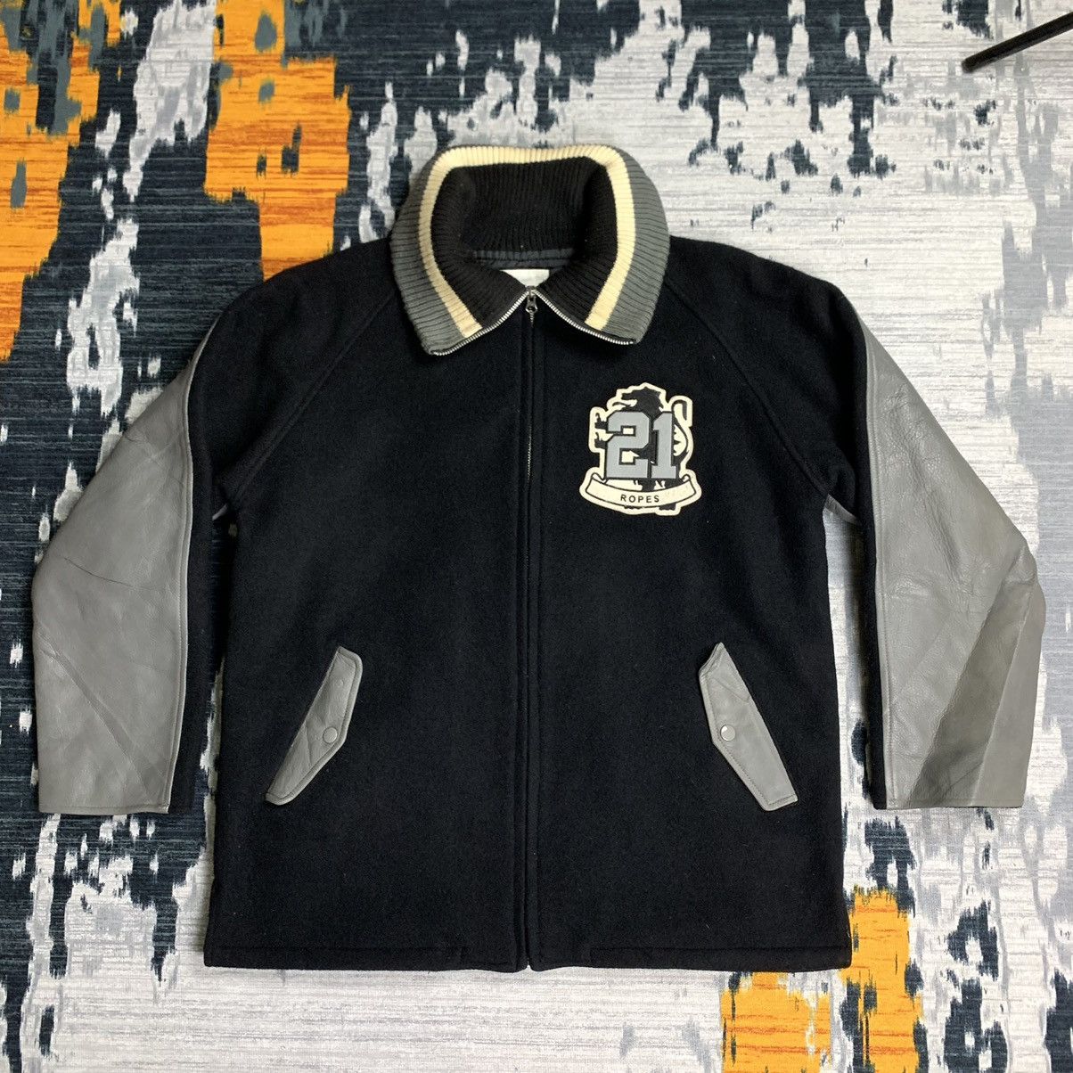 Japanese Brand 🔥NK186🔥Ropes design rare sleeve Varsity jackets Size US L / EU 52-54 / 3 - 1 Thumbnail