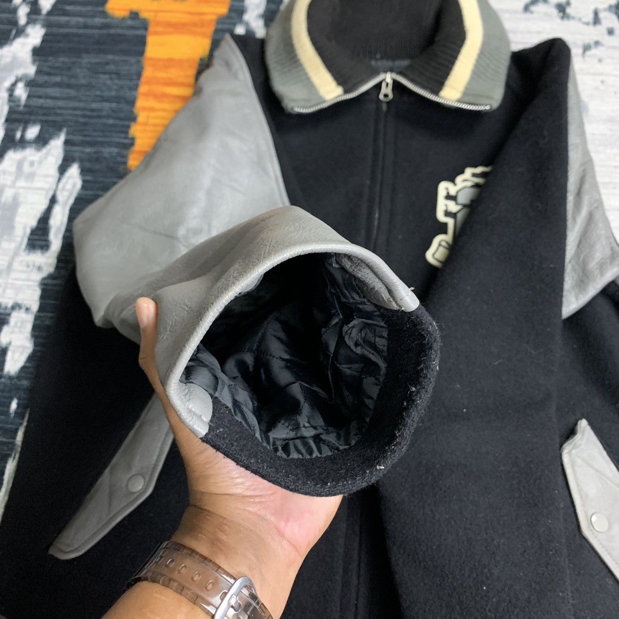 Japanese Brand 🔥NK186🔥Ropes design rare sleeve Varsity jackets Size US L / EU 52-54 / 3 - 9 Thumbnail