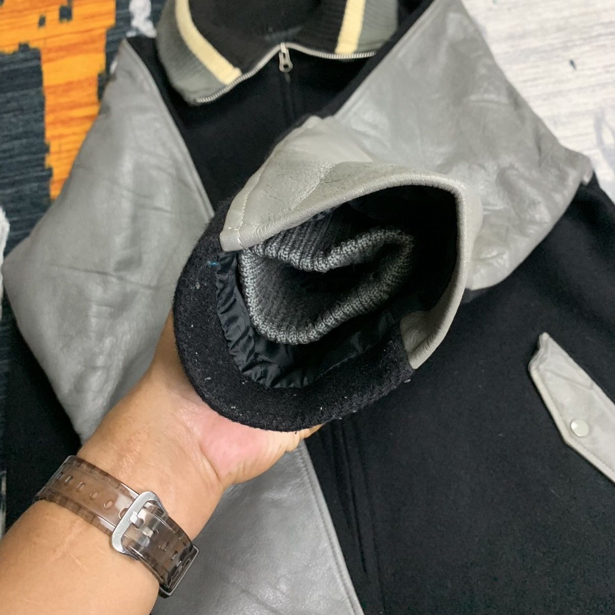 Japanese Brand 🔥NK186🔥Ropes design rare sleeve Varsity jackets Size US L / EU 52-54 / 3 - 10 Thumbnail
