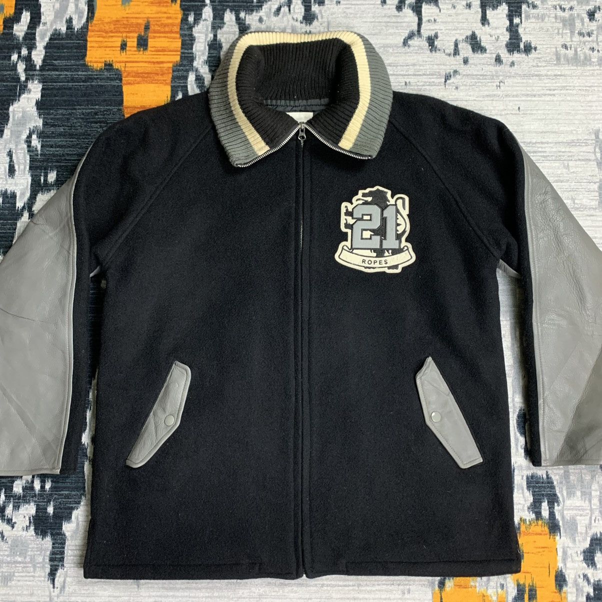 Japanese Brand 🔥NK186🔥Ropes design rare sleeve Varsity jackets Size US L / EU 52-54 / 3 - 2 Thumbnail