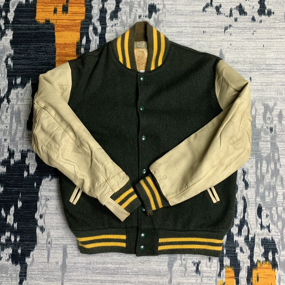 Golden Bear × Vintage 🔥NK186🔥Vintage Golden Bear Leather Varsity jackets Size US S / EU 44-46 / 1 - 3 Thumbnail