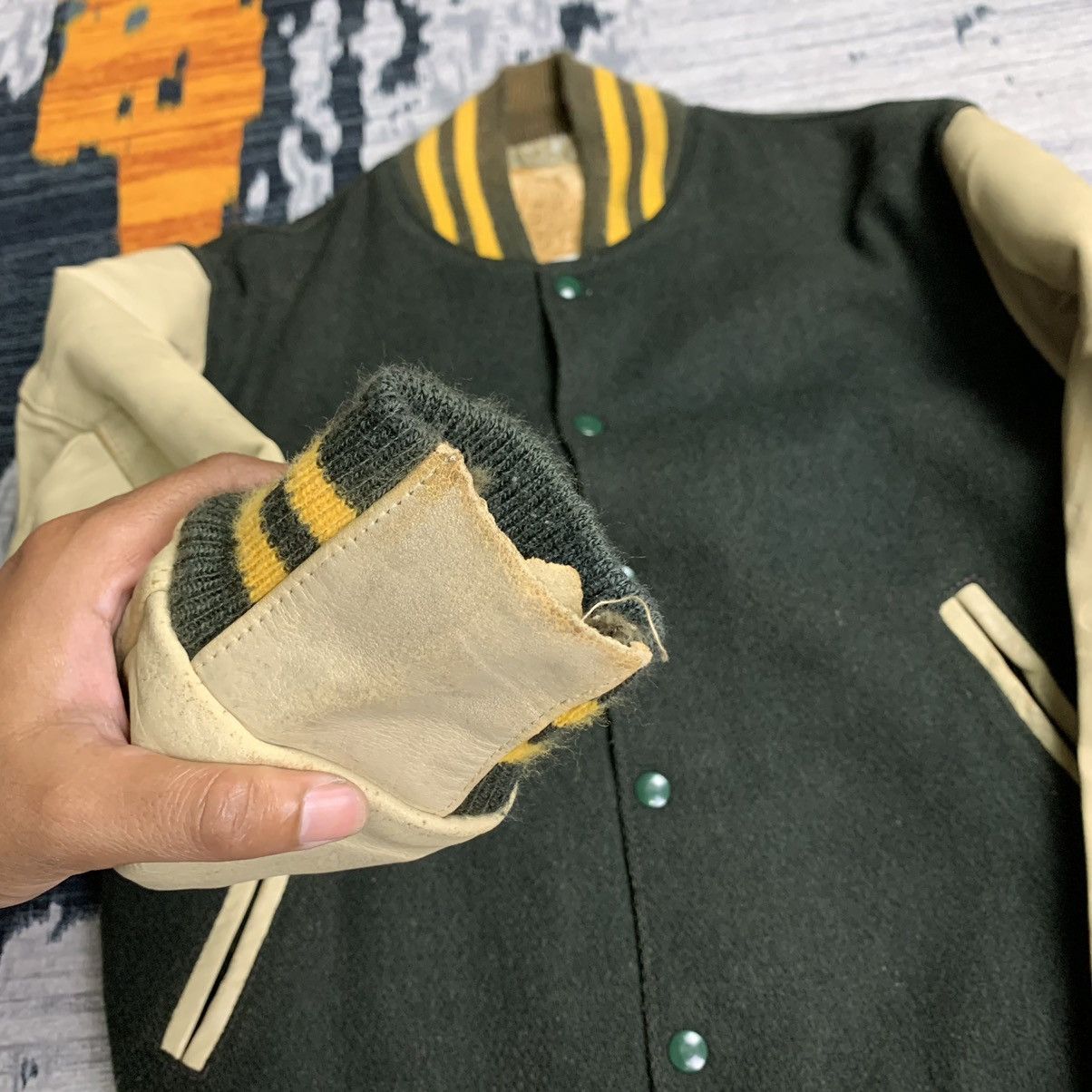 Golden Bear × Vintage 🔥NK186🔥Vintage Golden Bear Leather Varsity jackets Size US S / EU 44-46 / 1 - 13 Thumbnail