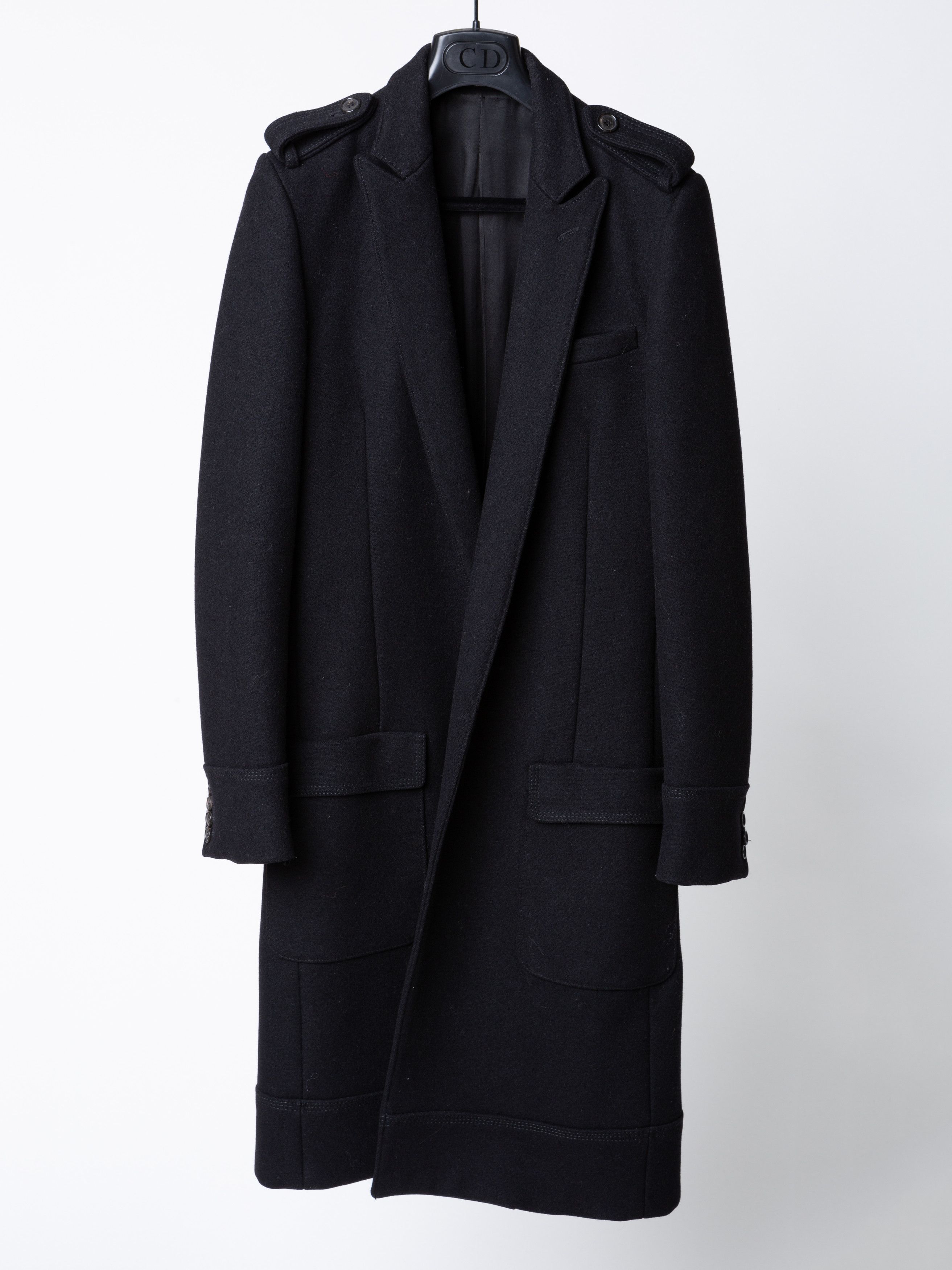 Dior × Hedi Slimane FW04 Dior Homme VOTC Black Wool Peacoat Hedi
