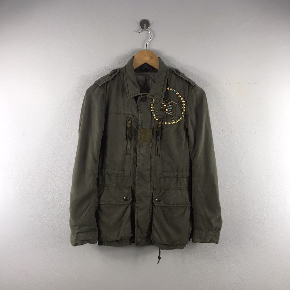 Chicmonster Utility Cargo Army Design Green Light Jacket