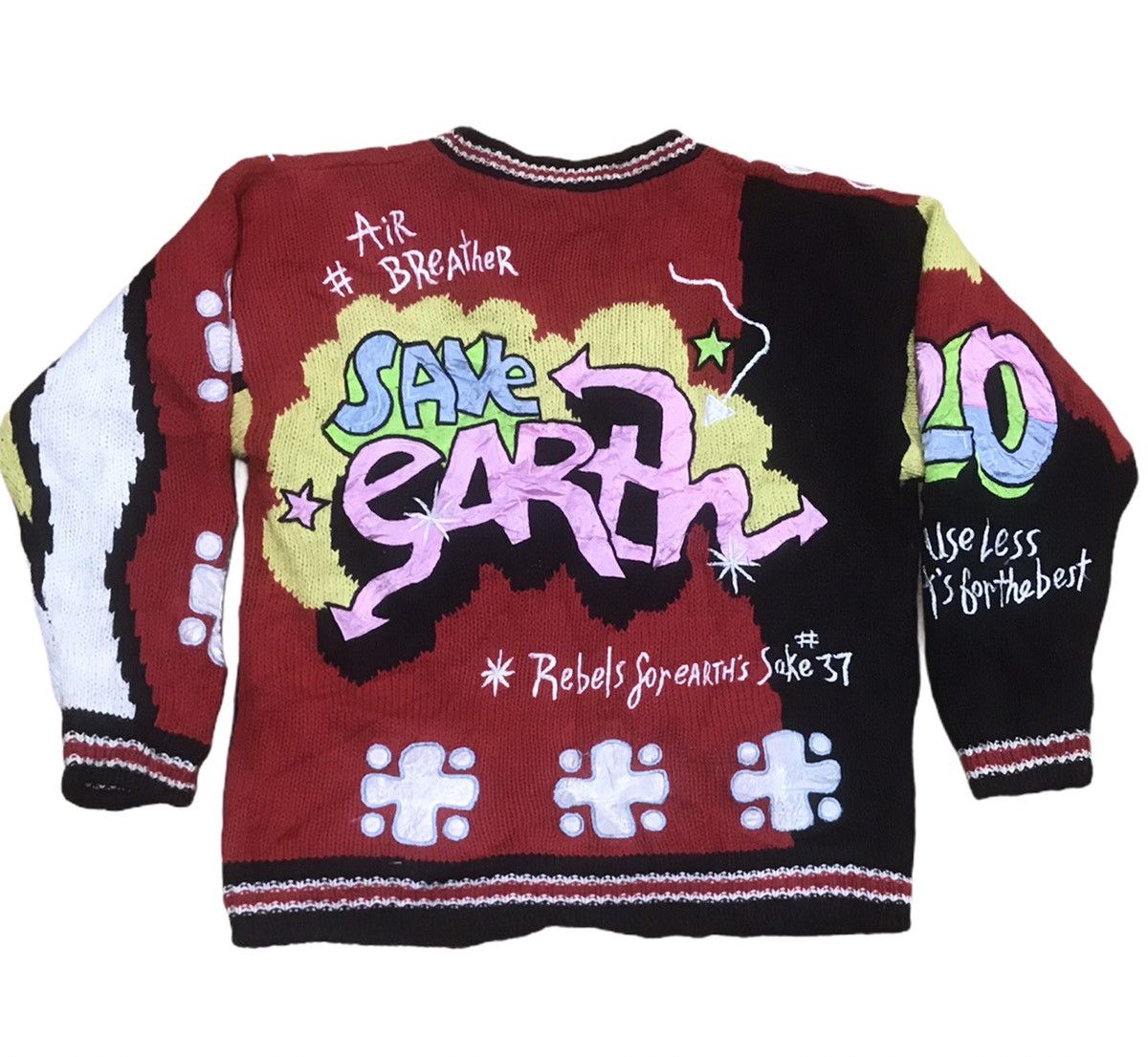 Japanese Brand Vintage No! Jeans Pop Art Hip Hop Knit Cardigan Size US XL / EU 56 / 4 - 7 Thumbnail
