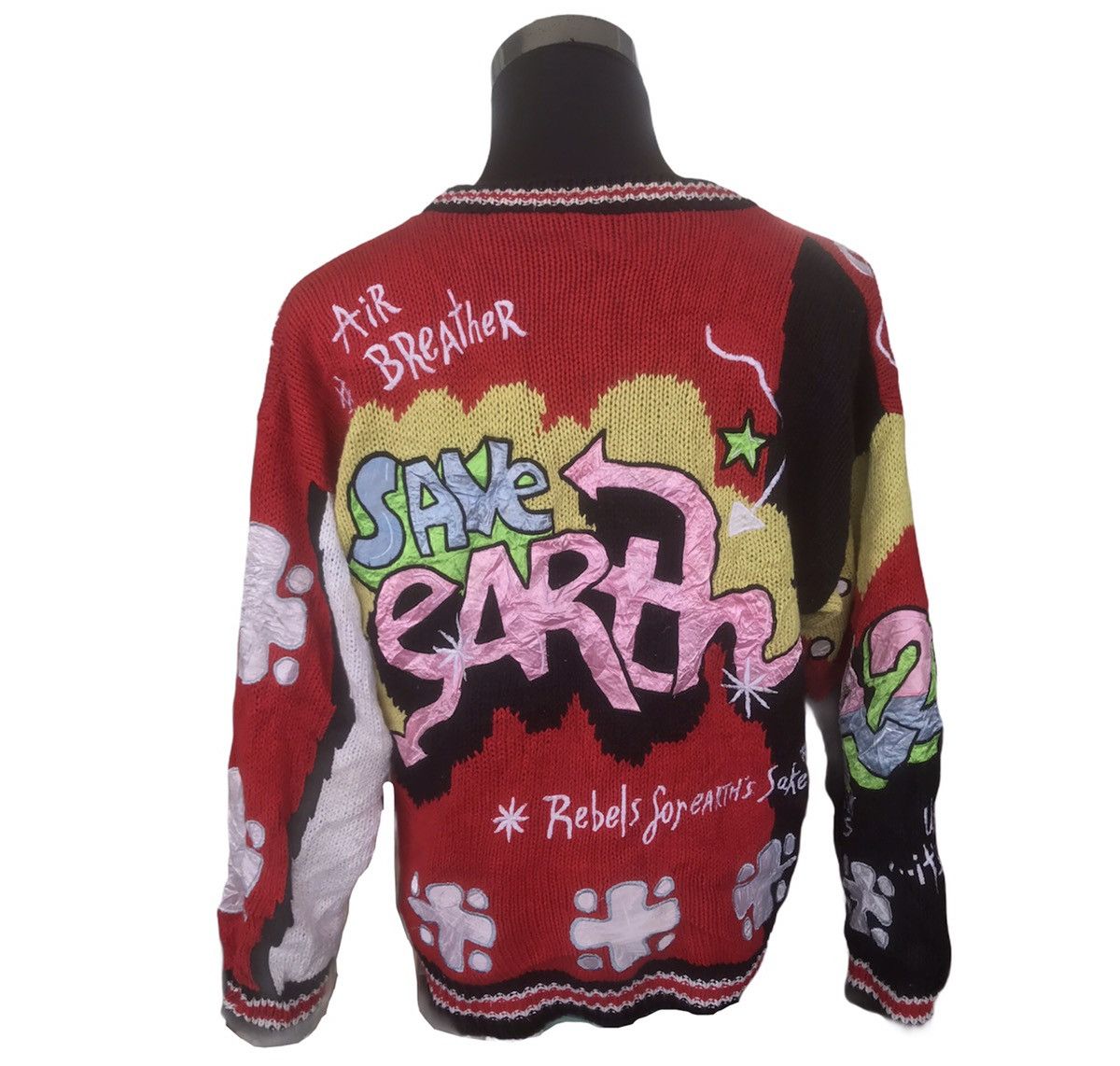 Japanese Brand Vintage No! Jeans Pop Art Hip Hop Knit Cardigan Size US XL / EU 56 / 4 - 4 Thumbnail