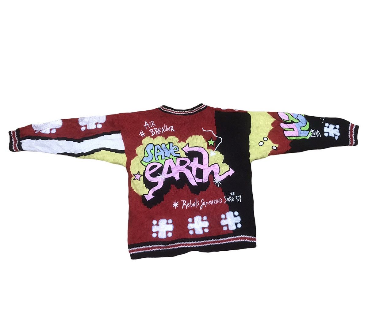 Japanese Brand Vintage No! Jeans Pop Art Hip Hop Knit Cardigan Size US XL / EU 56 / 4 - 8 Thumbnail
