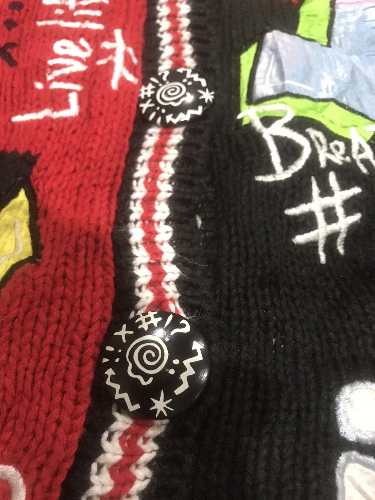Japanese Brand Vintage No! Jeans Pop Art Hip Hop Knit Cardigan Size US XL / EU 56 / 4 - 14 Thumbnail