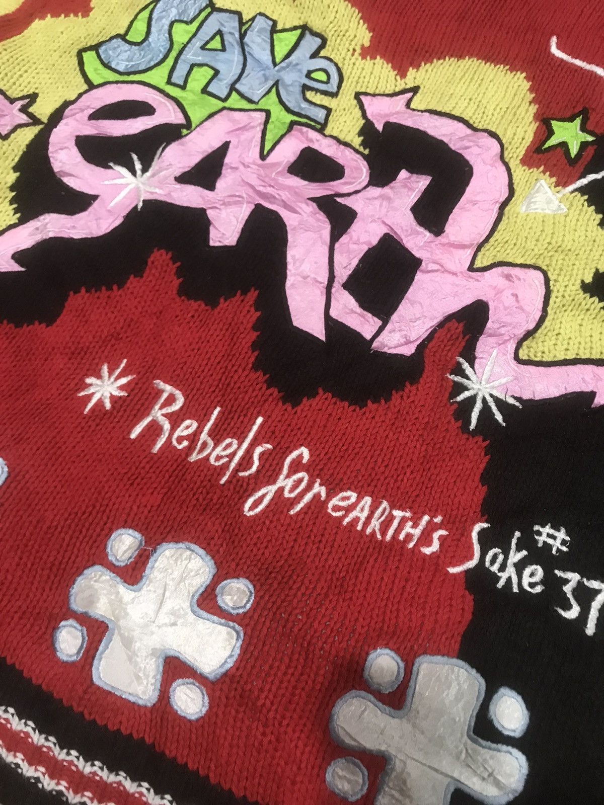 Japanese Brand Vintage No! Jeans Pop Art Hip Hop Knit Cardigan Size US XL / EU 56 / 4 - 12 Thumbnail