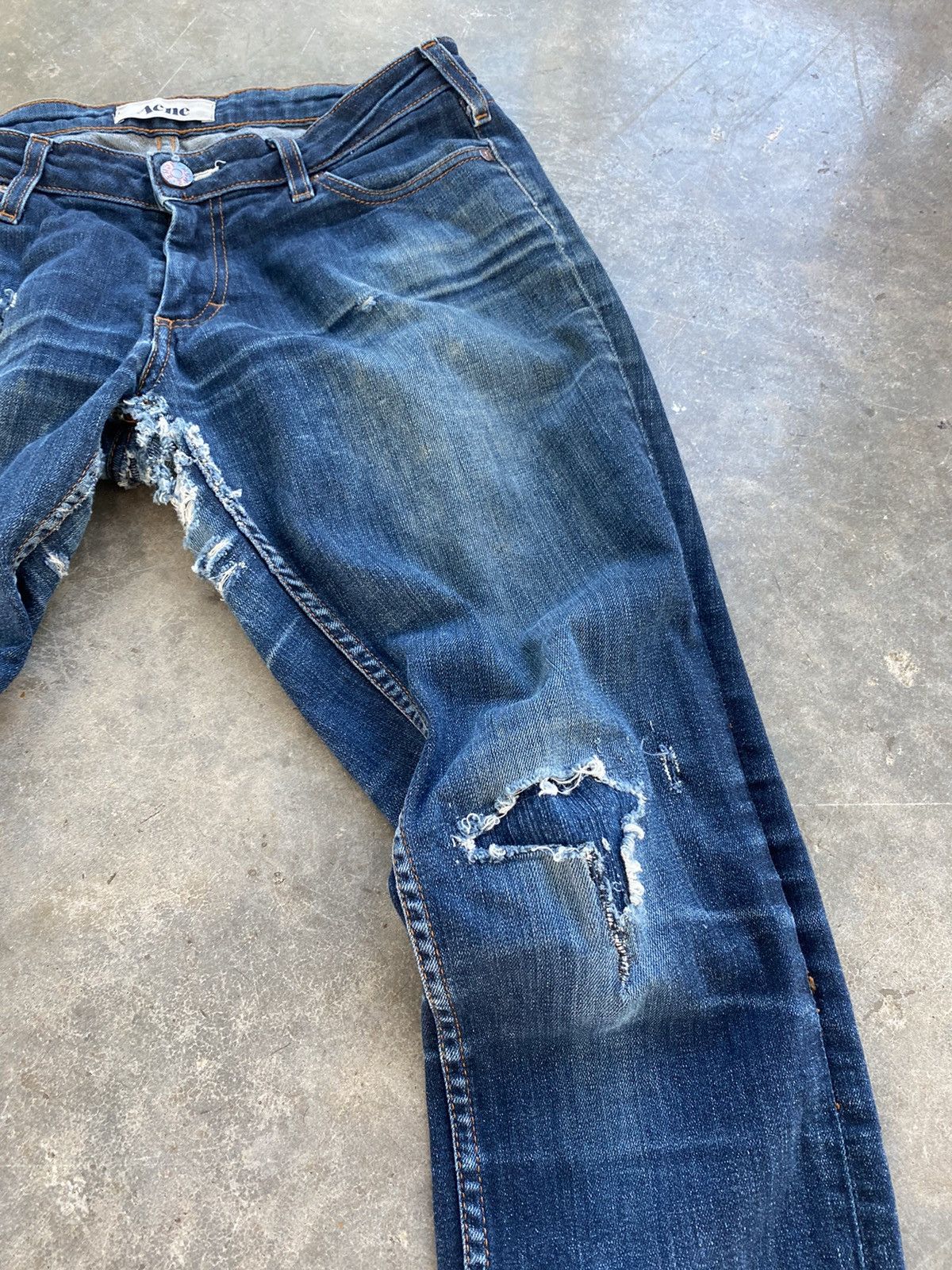 Acne Studios Thrashed + Distressed Acne Studios Soft Raw Denim Sz 28 / 34 Size US 28 / EU 44 - 3 Thumbnail