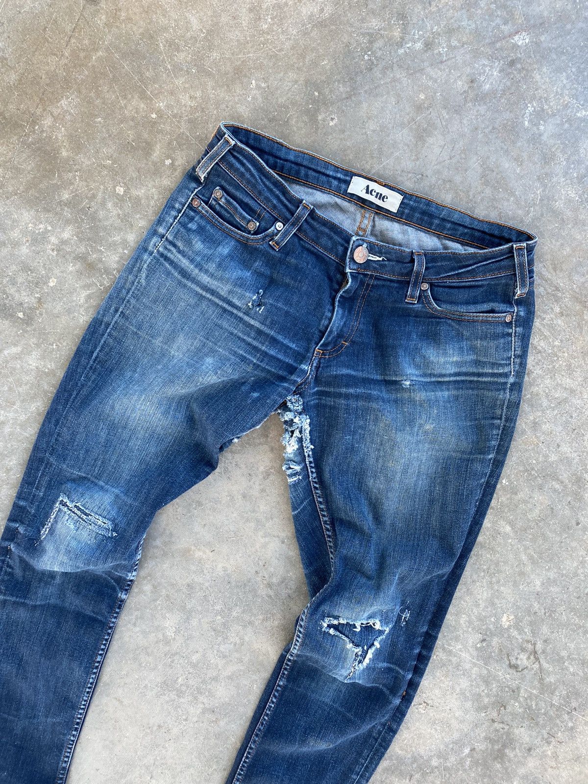 Acne Studios Thrashed + Distressed Acne Studios Soft Raw Denim Sz 28 / 34 Size US 28 / EU 44 - 2 Thumbnail