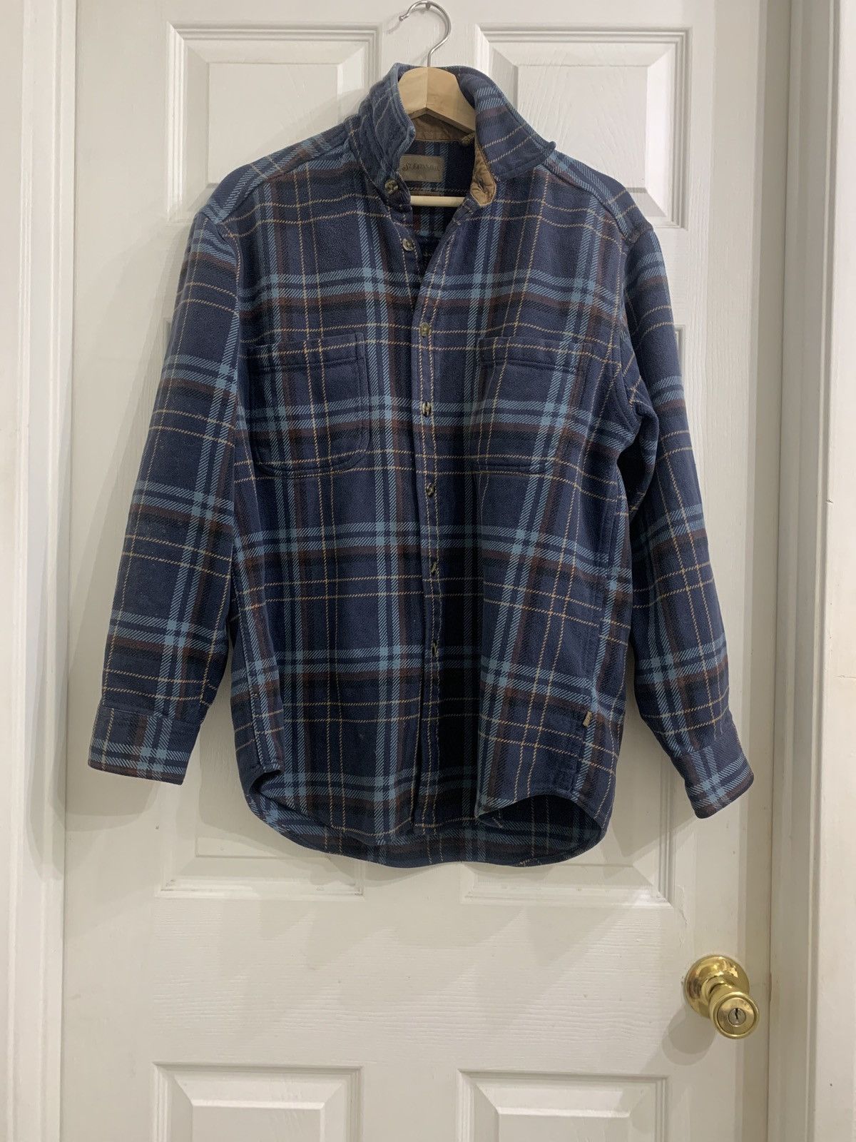 ST JOHN’S shops BAY reversible denim plaid flannel coat