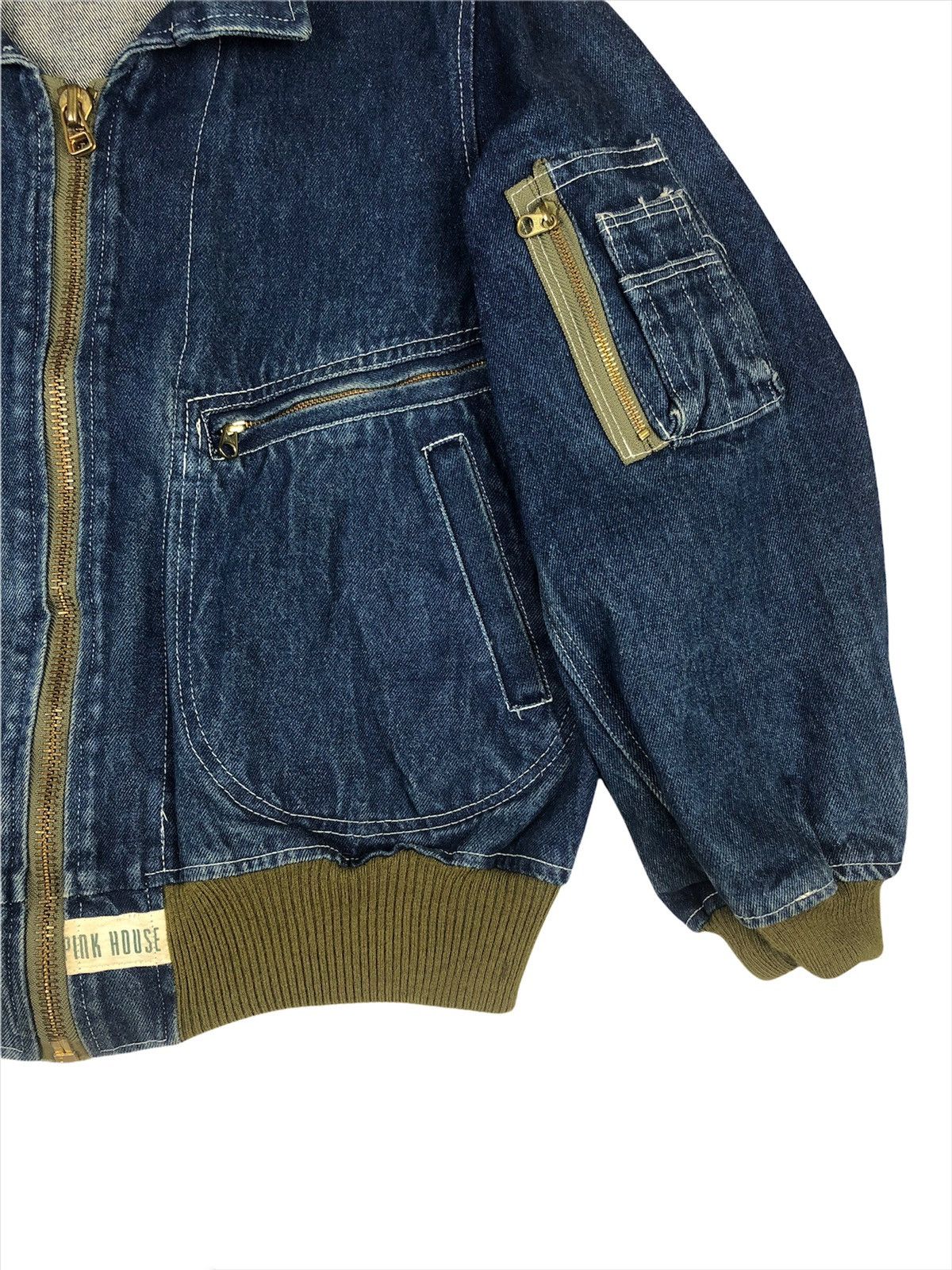 Japanese Brand Vintage 80s Karl Helmut Pink House MA-1 Denim Bomber Jacket Size US M / EU 48-50 / 2 - 3 Thumbnail