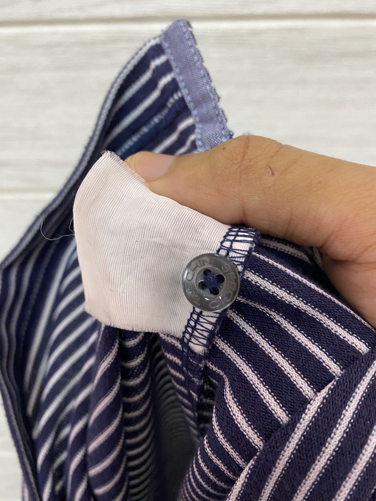 Sergio Tacchini × Vintage VINTAGE SERGIO TACCHINI HICKORY STRIPE SWEATSHIRT COLLAR Size US S / EU 44-46 / 1 - 7 Thumbnail