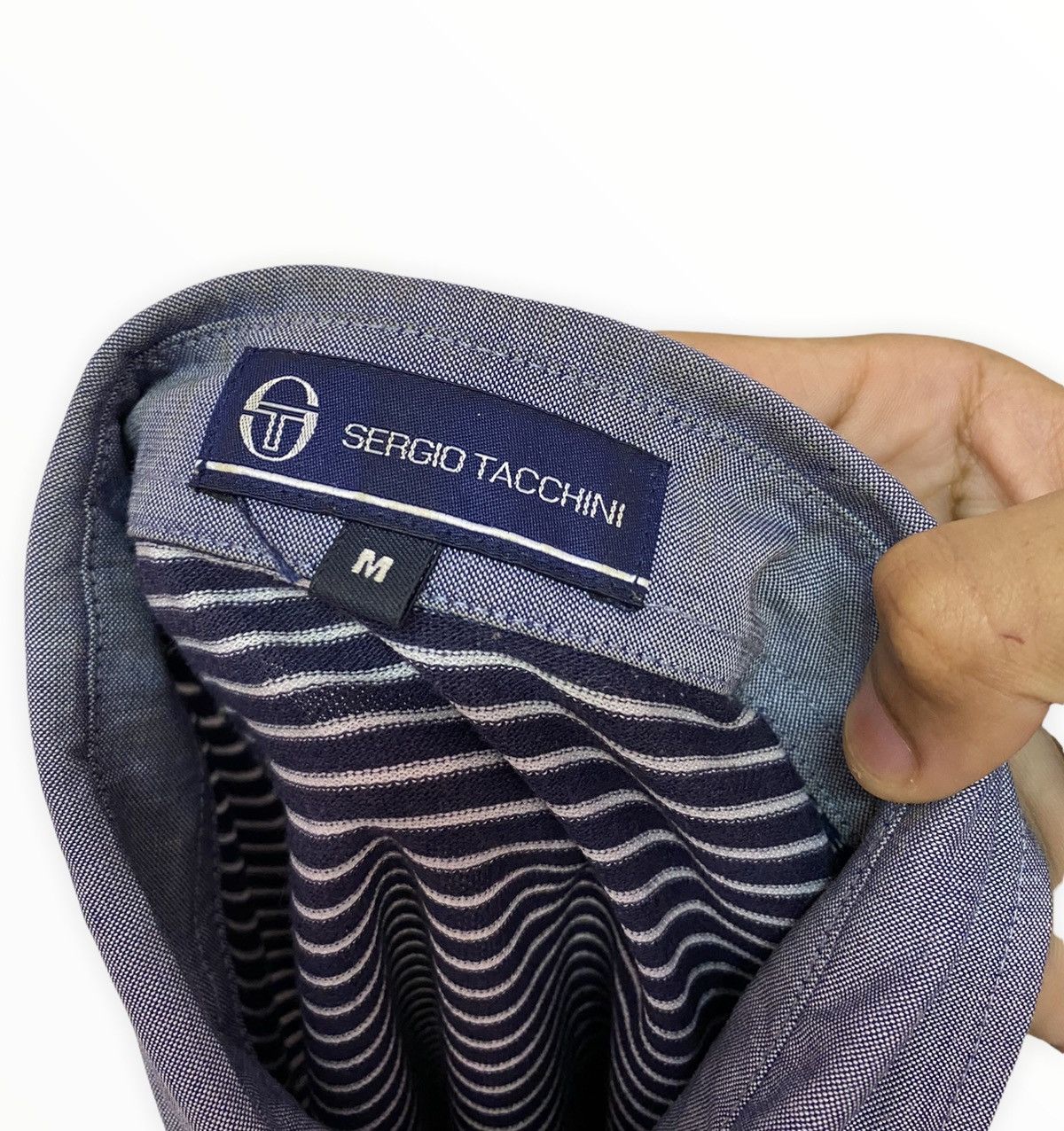 Sergio Tacchini × Vintage VINTAGE SERGIO TACCHINI HICKORY STRIPE SWEATSHIRT COLLAR Size US S / EU 44-46 / 1 - 6 Thumbnail