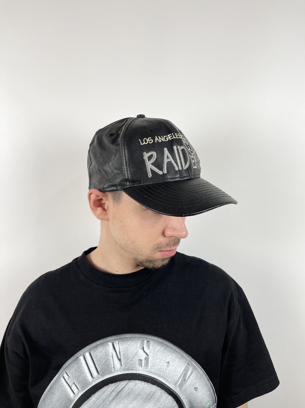 NFL 1996 Los Angeles Raiders NFL 4Real PU Leather Cap Size ONE SIZE - 2 Thumbnail