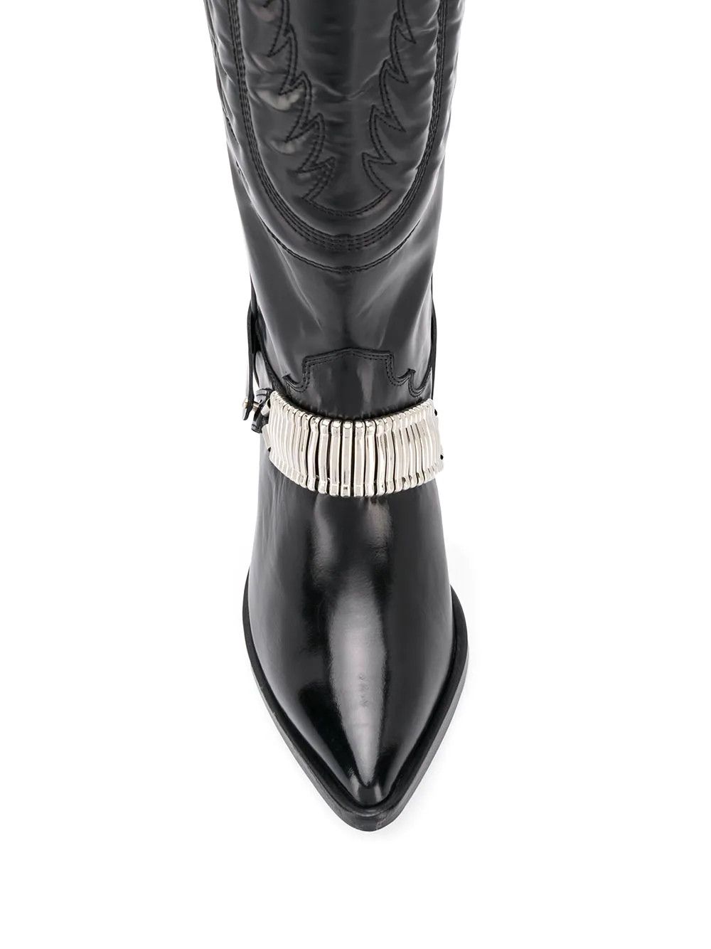 Toga TOGA Women's Black Leather Cowboy Boot Size US 7 / IT 37 - 4 Thumbnail