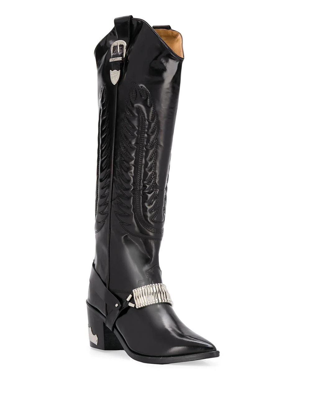 Toga TOGA Women's Black Leather Cowboy Boot Size US 7 / IT 37 - 1 Thumbnail
