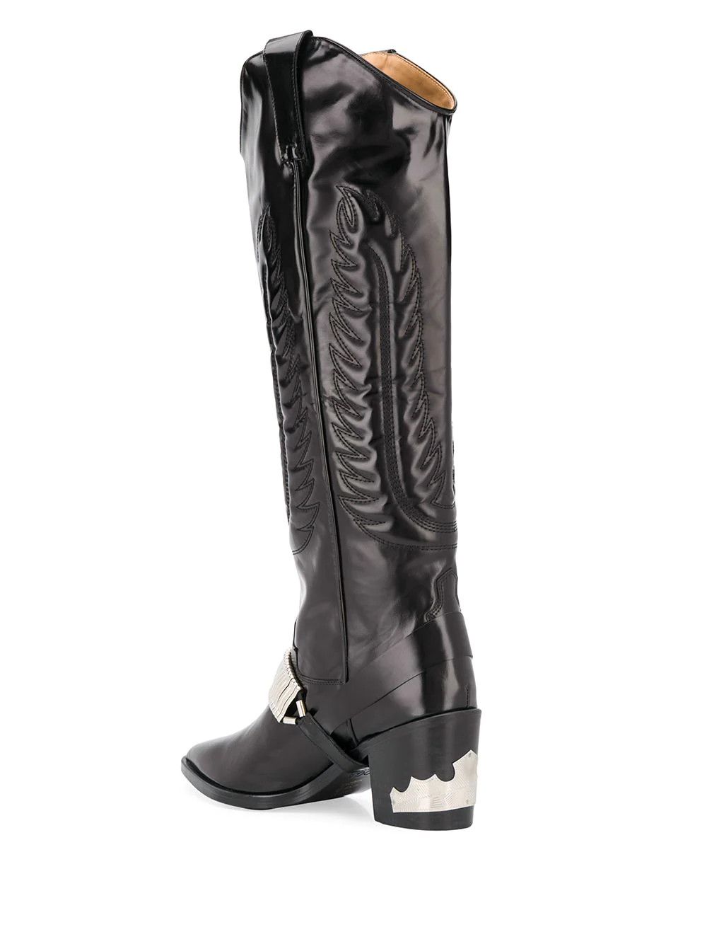 Toga TOGA Women's Black Leather Cowboy Boot Size US 7 / IT 37 - 3 Thumbnail