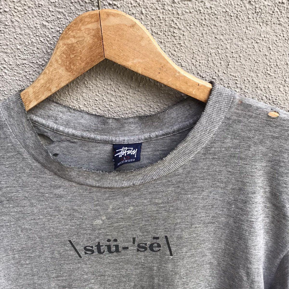 Stussy Vintage 90s STUSSY usa tee thrashed & distressed Size US L / EU 52-54 / 3 - 4 Thumbnail