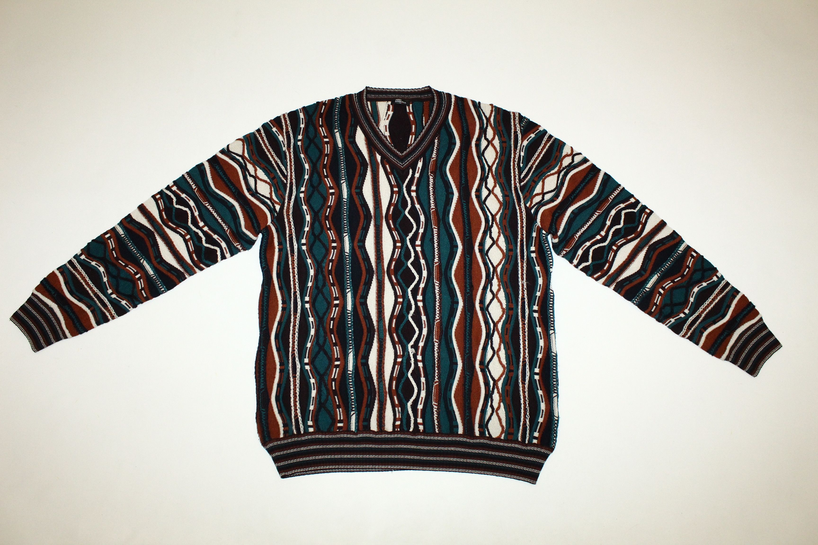 Coogi VTG💥 Piero Garbossa Coloured Chunky Knit Cosby Sweater Size US XL / EU 56 / 4 - 4 Thumbnail