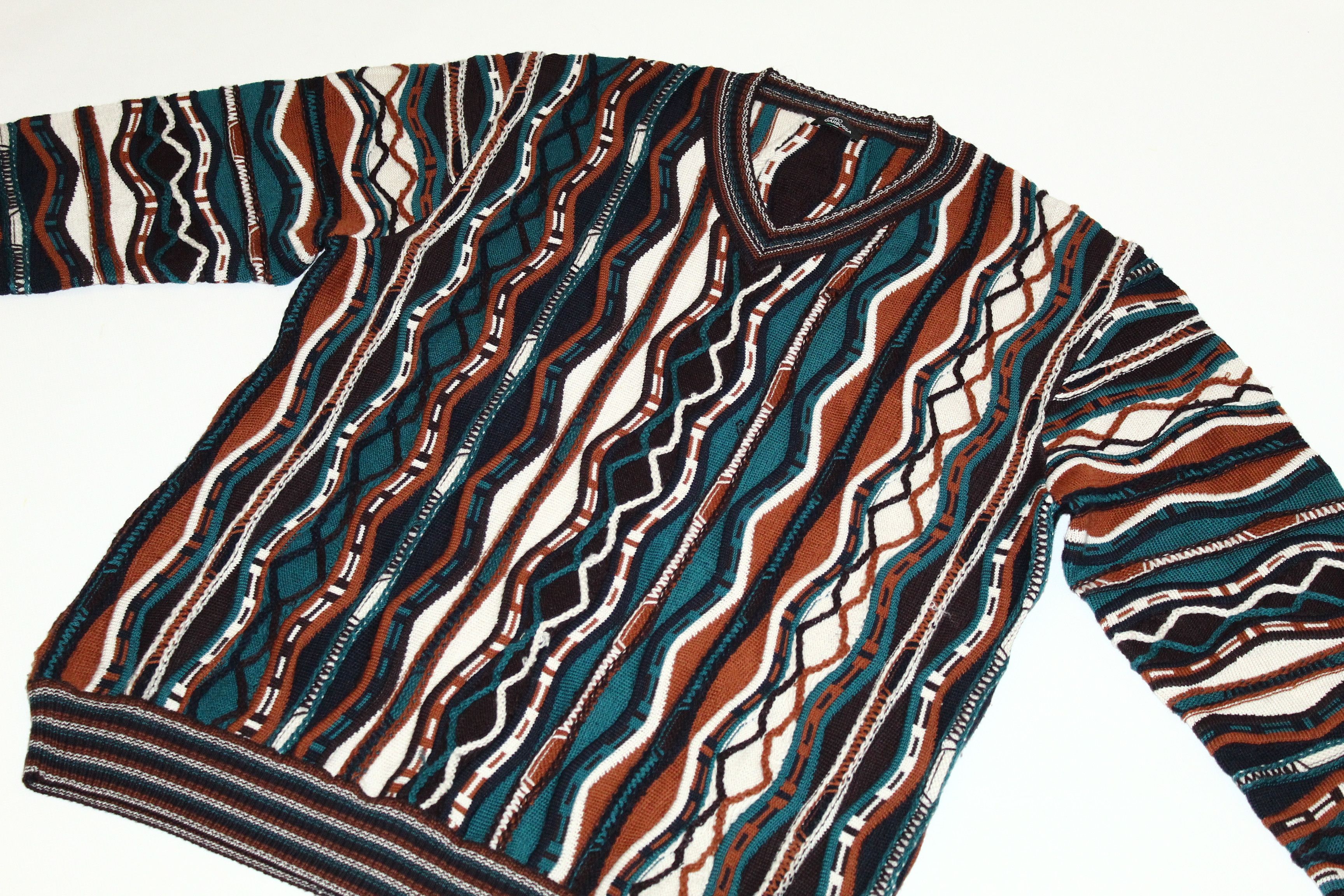 Coogi VTG💥 Piero Garbossa Coloured Chunky Knit Cosby Sweater Size US XL / EU 56 / 4 - 2 Thumbnail