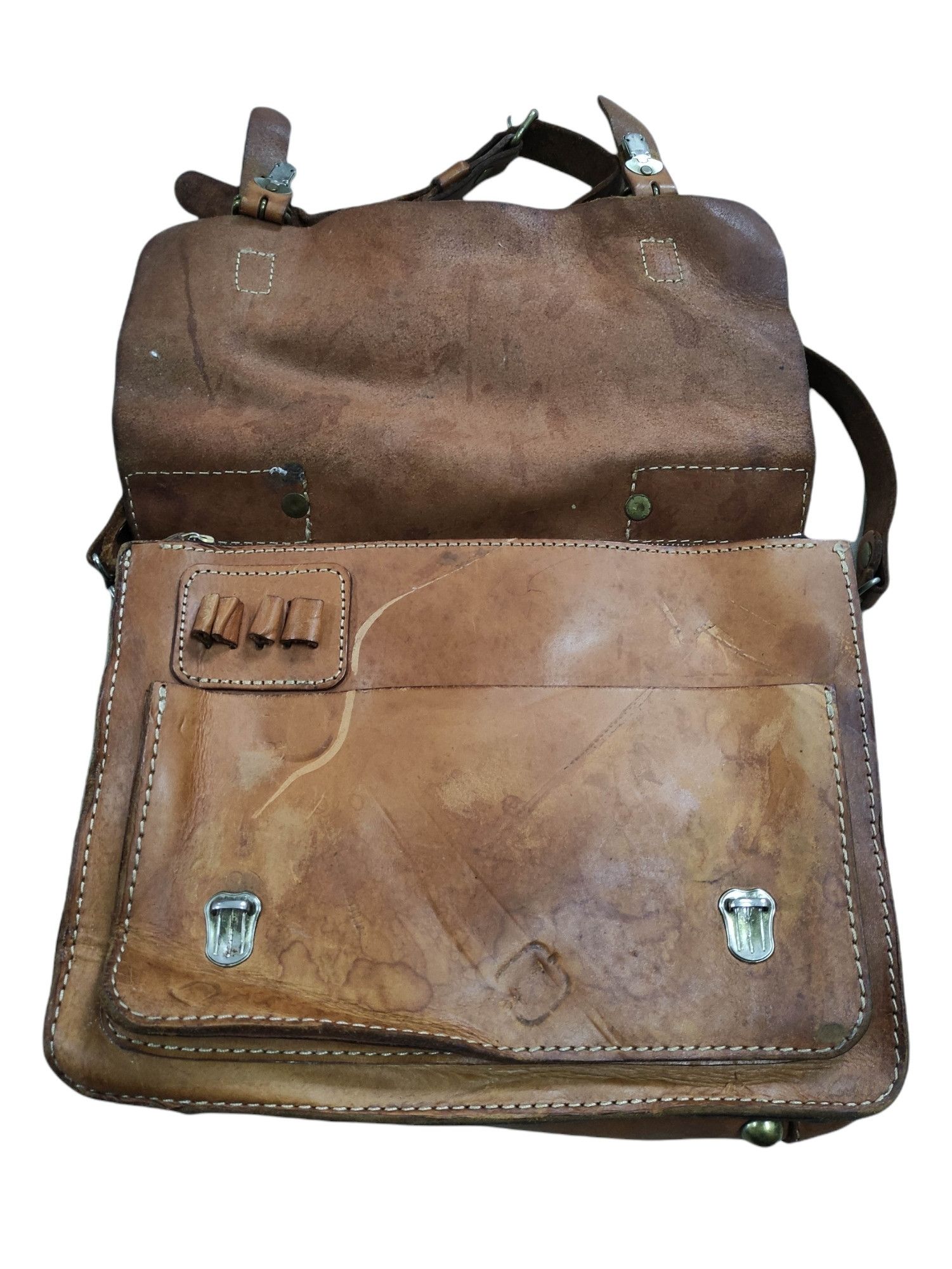 Genuine Leather VINTAGE HERZ BRIEFCASE MESSENGER LEATHER BAG Size ONE SIZE - 2 Thumbnail