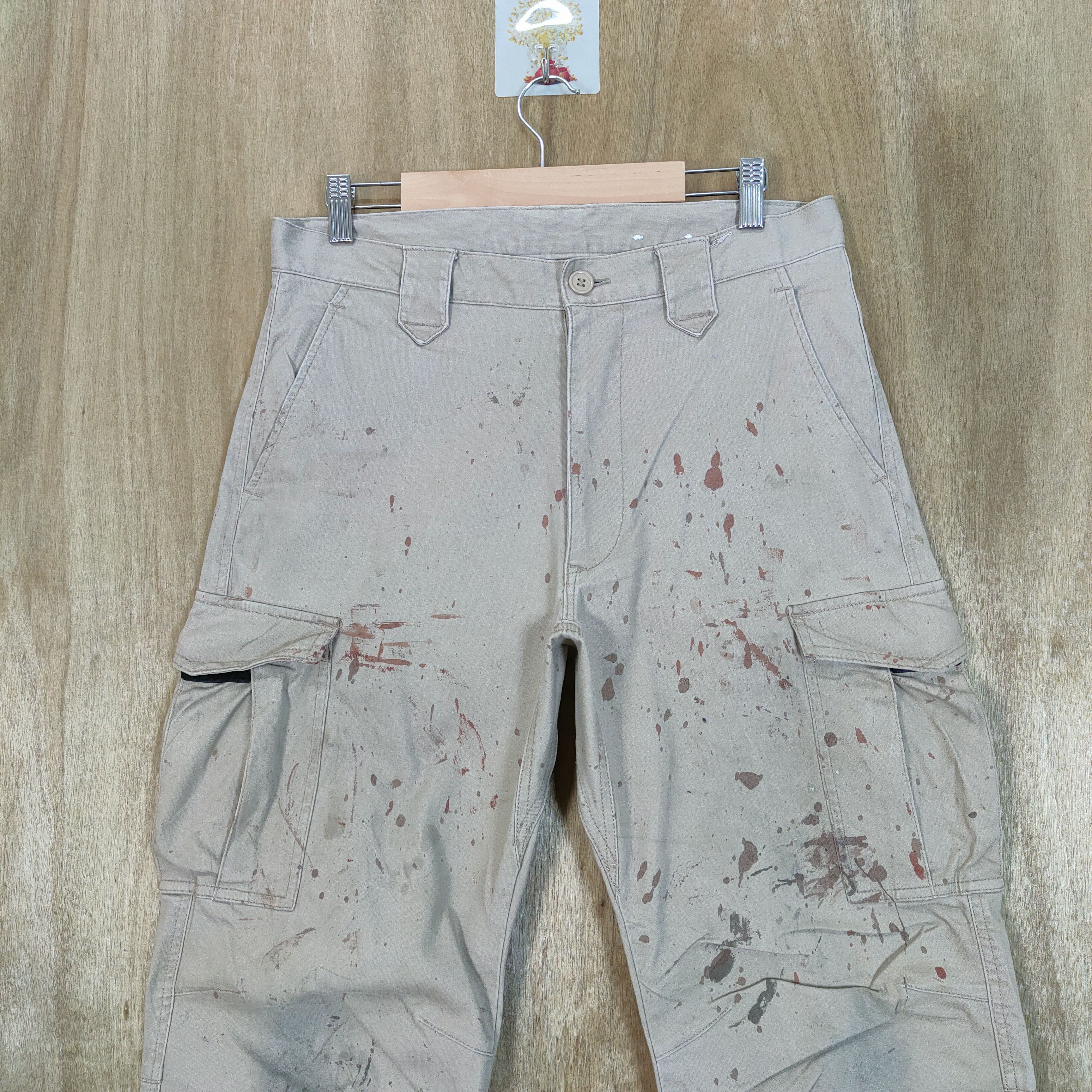 Japanese Brand JAPANES FADED RUSTY PAINT CARGO PANTS/ WORKWEAR PANTS Size US 32 / EU 48 - 2 Thumbnail