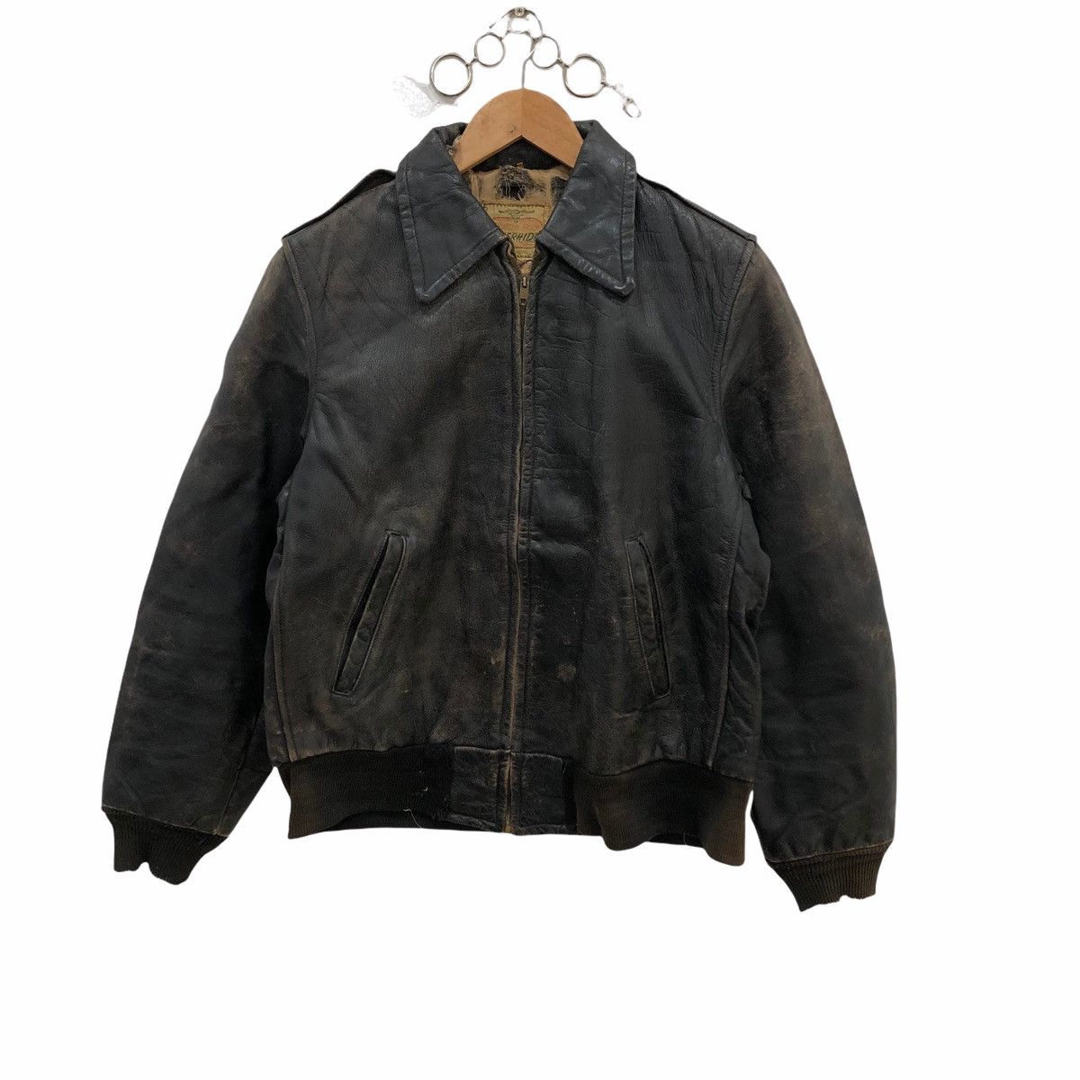 Vintage Vintage 50s Steerhide Leather Jacket Conmatic Zipper Size US M / EU 48-50 / 2 - 1 Thumbnail