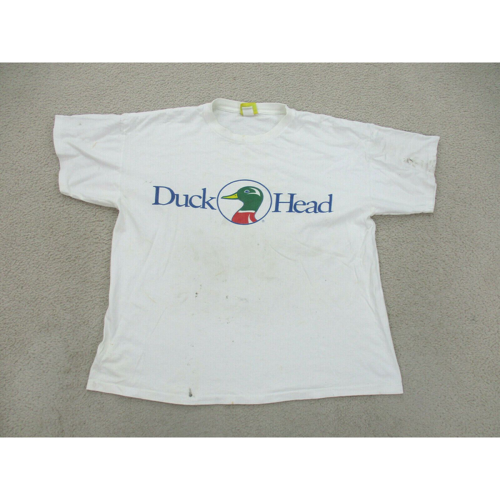 Duck Head VINTAGE Duck Head Shirt Adult Large White Blue Spell Out Logo ...