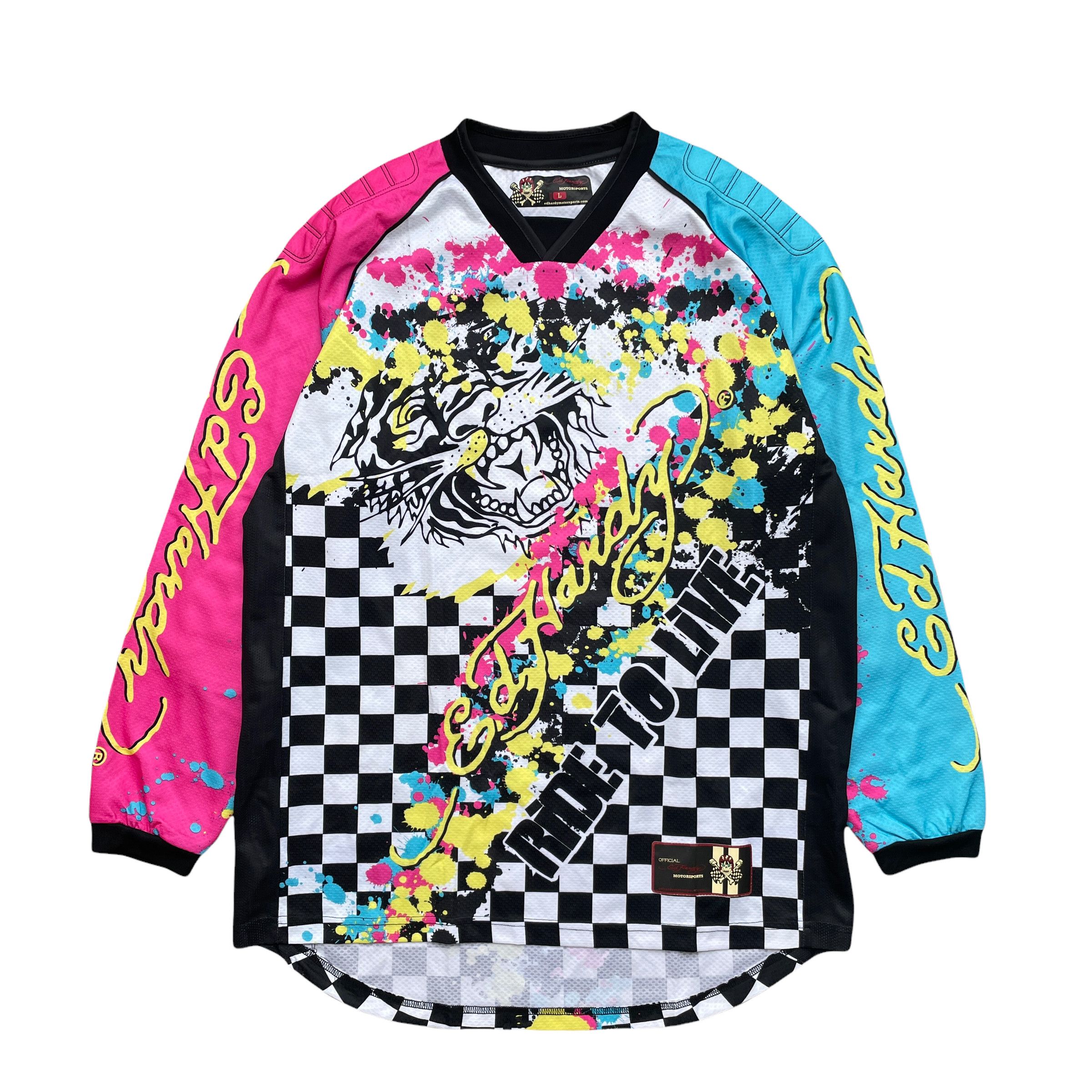 Ed Hardy × Vintage Vintage rare Ed Hardy Motosport Motocross Jersey Shirt Size US L / EU 52-54 / 3 - 1 Thumbnail