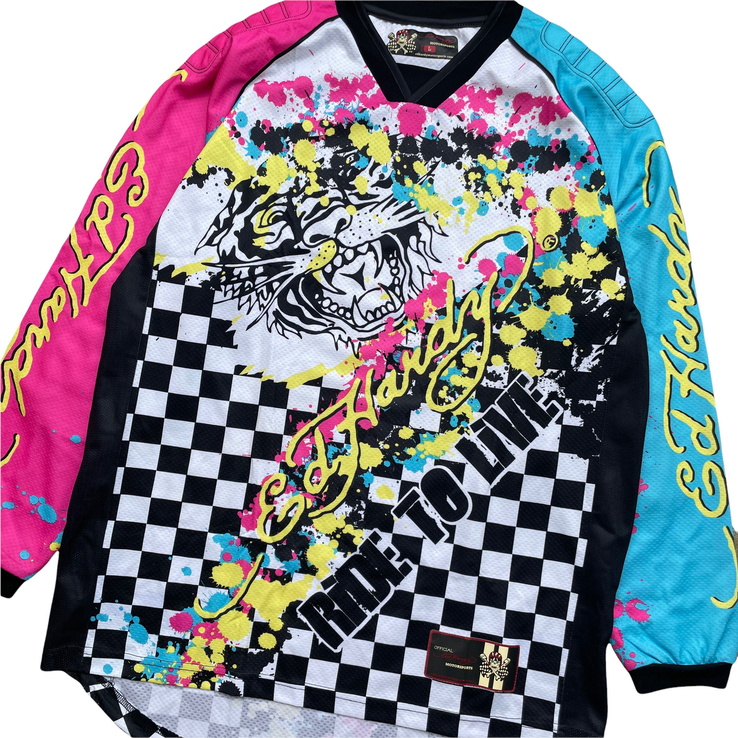Ed Hardy × Vintage Vintage rare Ed Hardy Motosport Motocross Jersey Shirt Size US L / EU 52-54 / 3 - 3 Thumbnail