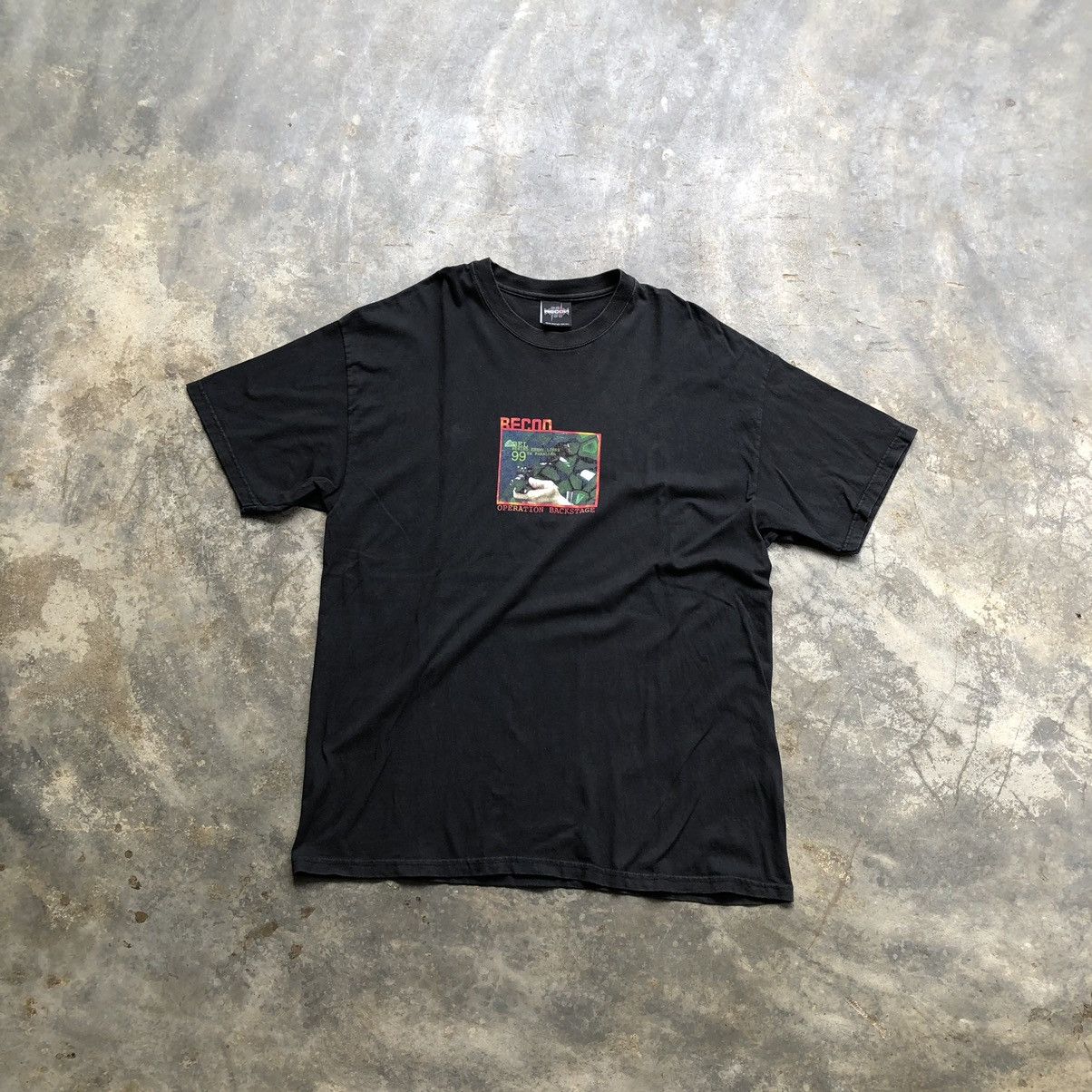 image of Futura 2000 x Made In USA Vintage Recon Operation Backstage Faded Shirt Futura in Black (Size XL)