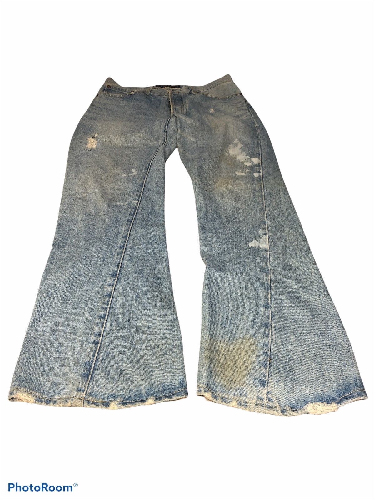 Japanese Brand FLARED TWIST DISTRESSED DENIM BY SURF RIDER Size US 31 - 2 Thumbnail
