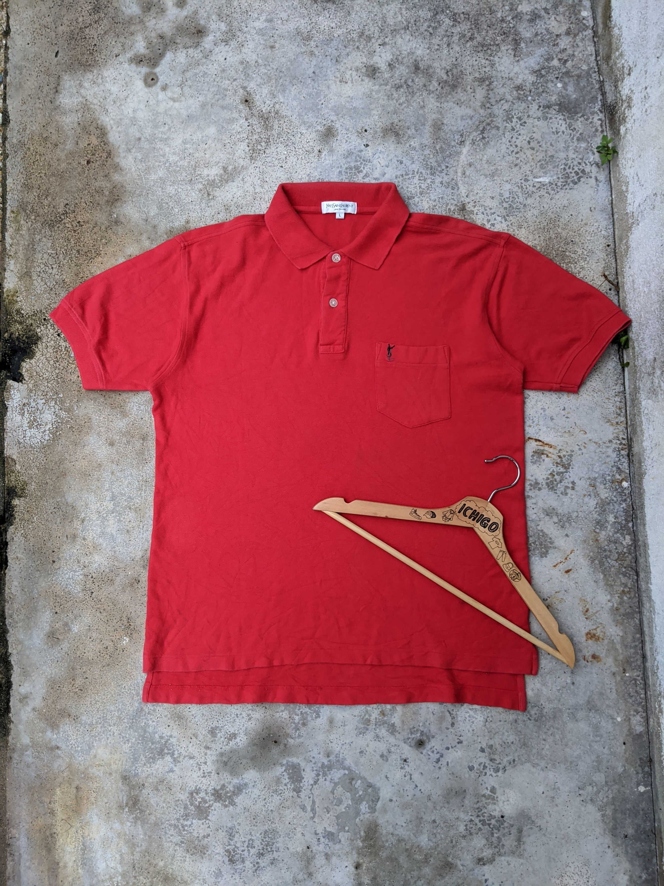 image of YSL Pour Homme x YVES Saint Laurent Red Collar Shirts, Men's (Size Medium)