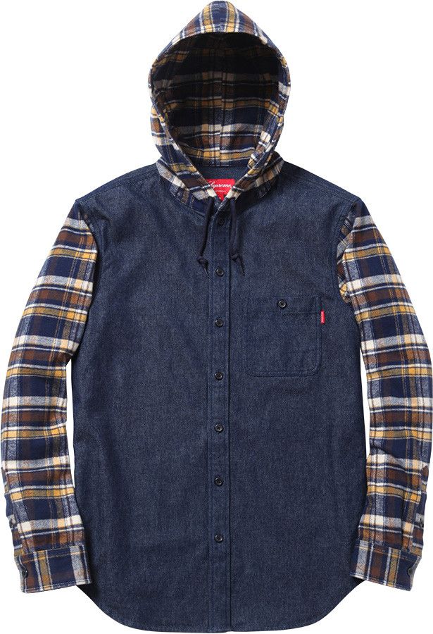 Supreme Hooded Plaid Denim Shirt | Grailed