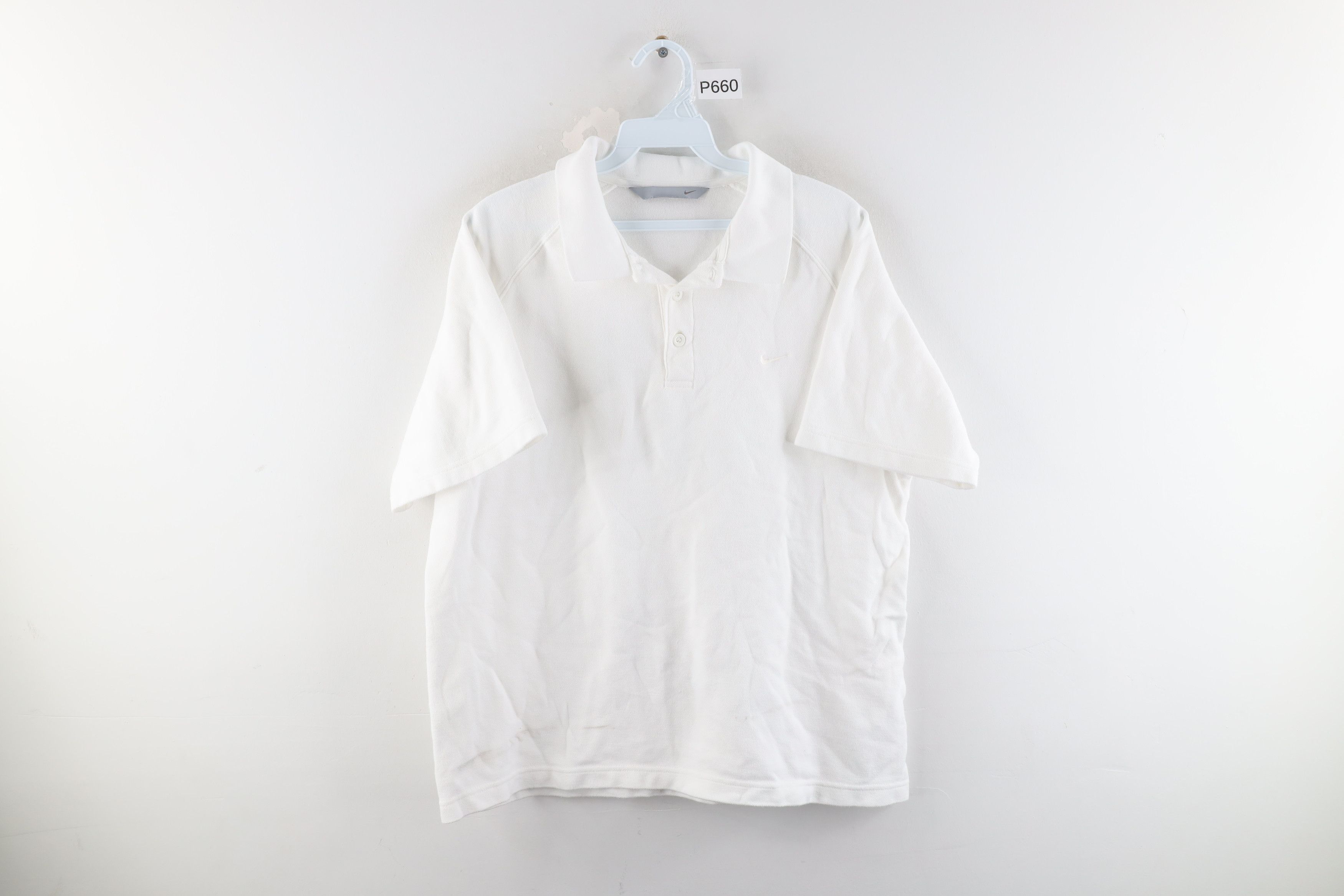 Nike × Vintage Vintage Nike Travis Scott Swoosh Boxy Fit Polo Shirt White Size US S / EU 44-46 / 1 - 1 Thumbnail